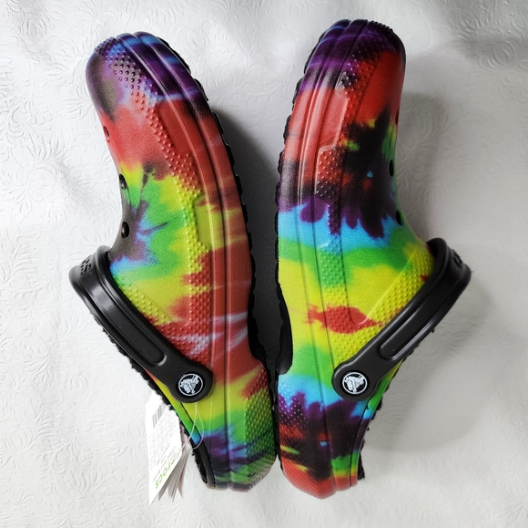 Crocs Classic Faux Fur Lined Multicolor Tie Dye Mens Size 10 Womens Size 12 NWT - Picture 7 of 10